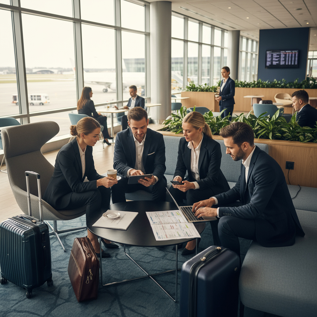 Geschäftsreisende am Flughafen