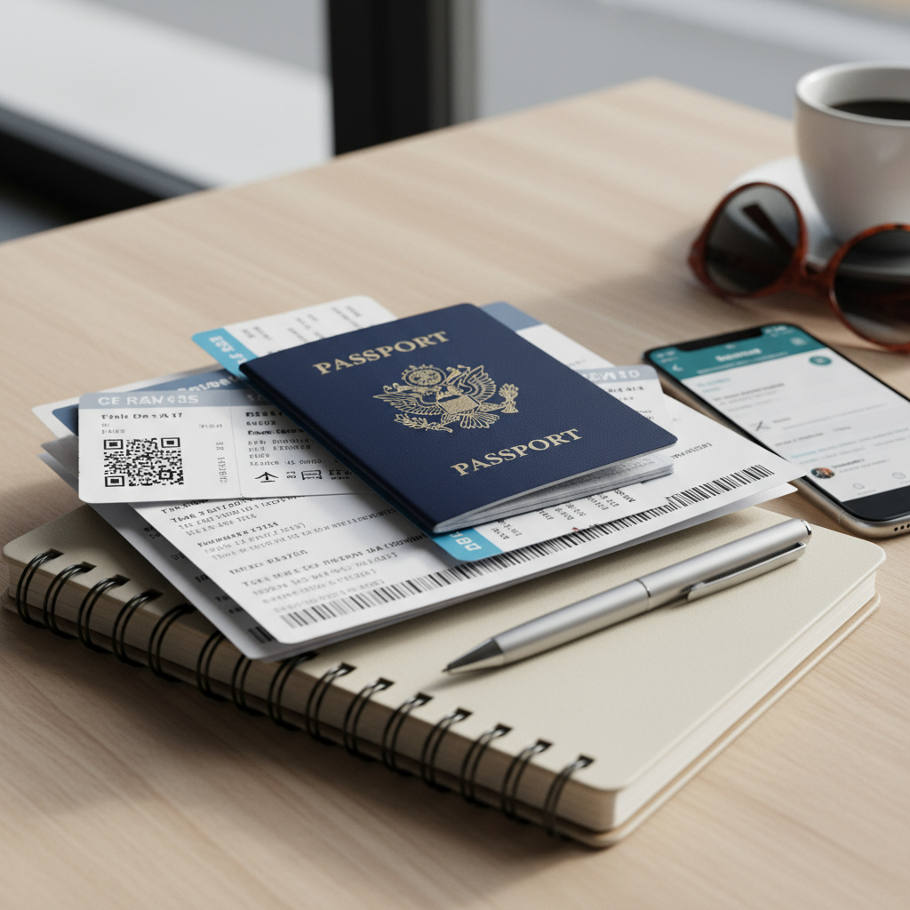 Reiseunterlagen: Pass, Tickets & Itinerary